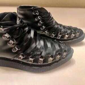 TUK Leather Corset Oxford Black Platform High-tops Unisex Men Size 7/ Women size